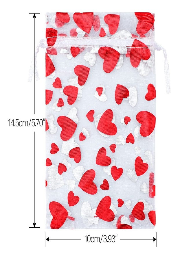 كينجلاك مجموعة كينغليك من 100 كيس هدايا من الأورجانزا الحمراء، مقاس 4×6 بوصة، أكياس هدايا برباط لعيد الحب، أكياس هدايا مجوهرات شبكية للحفلات - Image 2